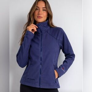 Columbia Women’s Full-Zip Jacket Blue Lightweight High Neck Contoured Fit Size M